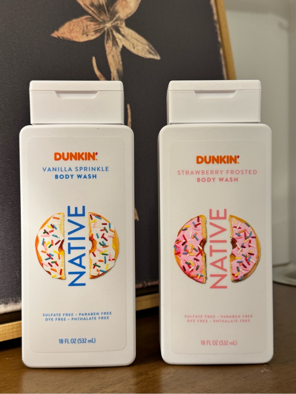 NEW Native x DUNKIN Vanilla Sprinkle and Strawberry Frosted BODY WASH ( X2 )